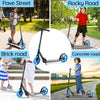 Adult Teens Kick Scooter Foldable Ride On 2 Big Wheels Adjustable W/ LED Light