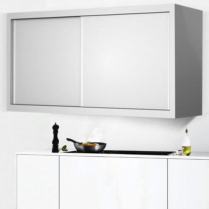 2 Tier Commercial Kitchen Stainless Steel Sliding Doors Cabinet Wall Cupboard UK
