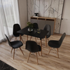 Dining Table 110cm Rectangular Scandi Modern Kitchen Living Room Black Wood Home