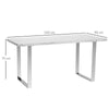 White Modern Large Dining Room Table Kitchen Table Marble Effect Top Steel Legs