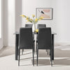 Dining Table Set 4 Faux Leather High Back Chairs Glass High Gloss Table 120cm