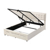 Ottoman Storage Gas Lift Bed Upholstered 4ft6 Double Bed Frame with Drawer Cream
