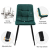 Round Kitchen Dining Table With Marble Look and 4 Green Tufted Velvet Chairs Set