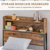 Single - Industrial Style Single Bed Frame with Storage Headboard and Underneath