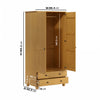 Pine 2-Door Double Wardrobe with Drawers - Hampton HPT014