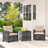 5 Pieces Patio Furniture Set Outdoor Chairs w/Space-saving Ottomans Brown