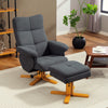 Linen Recliner Chair with Ottoman Footrest Storage Space Grey