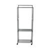 Black Metal Clothes Rail Rack Garment Stand Corner Open Wardrobe with Shelf