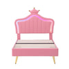 3ft SingleBed Frame Upholstered Bed with LED Headboard No Box Spring Needed Pink