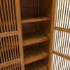 Hallway Shoe Cabinet & Bench Bamboo Wood 3 Doors Storage Sideboard Shoe Bench UK
