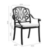 Cast Aluminum Garden Chairs Outdoor Dining Chair Padded Seat for Bistro Backyard