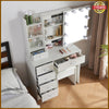 White Dressing Table Mirror with Lights Stool Makeup Vanity Set Desk + 6 Drawers