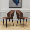 Set of 2 Faux Leather/Suede Dining Chairs Metal Legs Reception Restaurant Chair