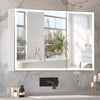 Modern Bathroom Mirror Cabinet With LED Lights 5 Shelves Anti-Fog Touch Switch