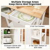 Mobile Kitchen Island Cart Rolling Kitchen Island w/ Rubber Wood Top (White)