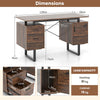 Computer Desk Home Office Desk with Floating Desktop & Dual Drawers Rustic Brown