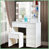 Drawer Stool Dressing Table Vanity Makeup Desk & Adjustable Led Lighted Mirror