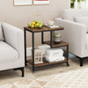 Small Sofa Couch Side Table with Lockable Casters-Brown