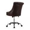 Ergonomic Brown Office Desk Chair Mid-century PU Leather Cushioned Swivel Chair