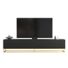 TV Unit I 200cm Wide Cabinet I Black Fluted Doors I Gold Base I Modern Style