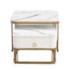 Coffee Table Square Nest of Tables Side Table with Metal Frame & Drawer Storage