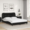 Bulliing Bed Frame with Black and White 120x200 Faux Leather,Double Bed M4U2
