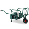 Fishing Trolley Single Wheel Folding Barrow Cart with Bag Adjustable Legs Green