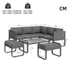 Outdoor Garden Furniture Patio Conservatory Set Corner Sofa with Table & Stools