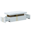 Coffee Table with Drawers Storage White Wooden Centre Table for Living Room