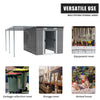 Galvanized Steel Outdoor Garden Storage Shed W/ Open Shed for Bike Tool 5.5x9FT