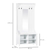 Hallway Furniture Set Shoe Bench Storage Mirror Cabinet Coat Rack w/ 4 Hooks