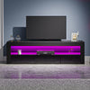 Black TV Unit Stand Cabinet Sideboard High Gloss Front & Matt Body RGB LED Light