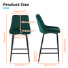 Pair Velvet Bar Stools V Type Seat Metal Leg Footrest Bar stool