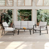 Metal Garden Furniture Set Corner Sofa Glass Table Patio 5 Seater Armchairs Sofa