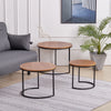 Nest of 2/3 Coffee Tables Nesting Round Table Retro/White Marble Effect Wood Set