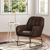 Distressed Faux Leather Armchair Metal Frame Single Sofa Tub Accent Chair Lounge