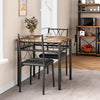 3-Piece Dining Table Set Metal Frame Square Kitchen Table with 2 Chairs