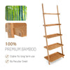 5-Tier Ladder Shelf Bamboo Bookshelf Wall-Leaning Storage Display Plant Stand