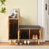 Large Shoe Bench Shoe Cabinet with Seat Storage White&Wooden Color