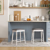 2Pcs 24” Counter Height Stools Upholstered Bar Stool Dining Chair w/Footrests