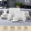 Porcelain Dinner Set 60 Piece Square Plates Bowls Cups Microwave Dishwasher Safe