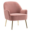 Pink Velvet Lounge Chair Tub Accent Wing Back Armchair Bedroom Living Room Sofa