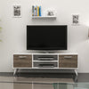 Horus TV Stand Cabinet 120cm Finished in White & Walnut With Floating Shelve