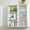 Double Glass Doors Wall Cabinet Storage Cupboard Hanging Organizer Shelves Shelf