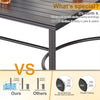 Metal Garden Dining Table Outdoor Patio w/ Umbrella Hole Rectangle Table Black