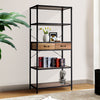 5 Tier Metal Wooden Bookcase Bookshelf Industrial Storage Display Shelving Unit