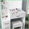 Dressing Table Mirror & LED Light Stool Makeup Vanity Set Desk Organizer Dresser