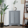 Corner Storage Cabinet with Double Shutter Doors-Grey
