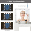 White Dressing table LED With Clear Glass Top Makeup Desk Drawers Stool Vanity