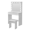 Modern White Dressing With Two Drawers Mirror Lights Makeup Desk Vanity Set